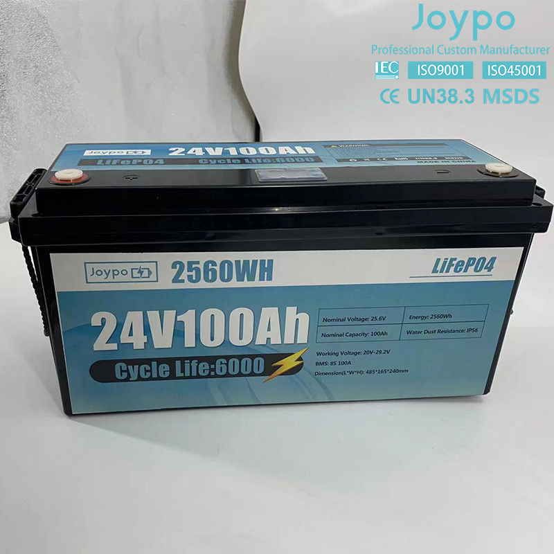 100Ah 200Ah بطارية ليثيوم أيون LiFePO4 24 فولت بطارية دورة عميقة لمساكن RV